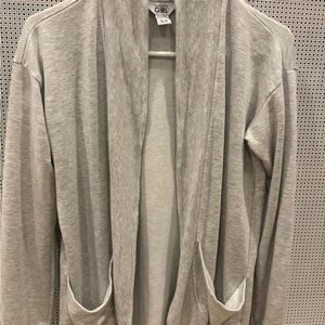 Athleta Light Gray Ribbed Cardigan